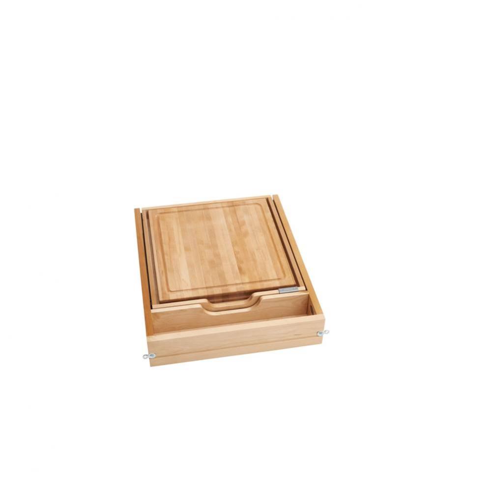 Wood Knife Organizer and Cutting Board Replacement Drawer System w/Soft Close