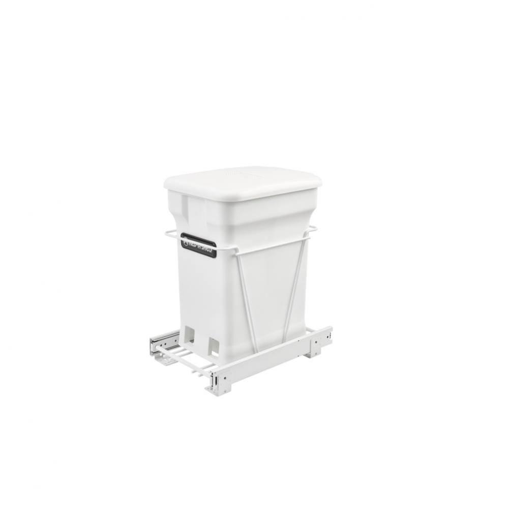 White Steel Pull Out Compost Container w/Rear Basket Storage