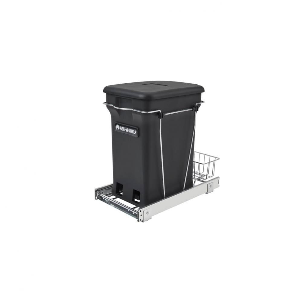 Chrome Steel Pull Out Compost Container w/Rear Basket Storage