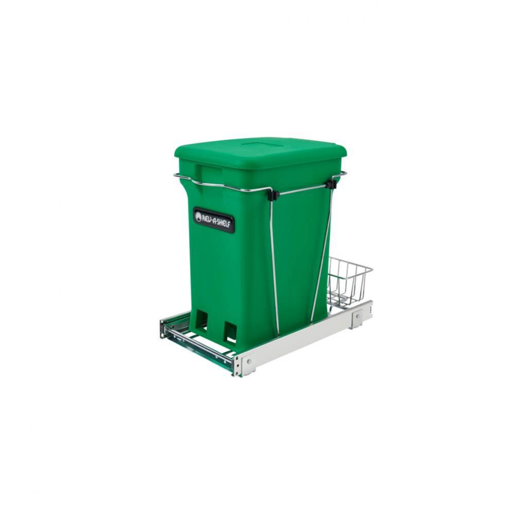 Chrome Steel Pull Out Compost Container w/Rear Basket Storage