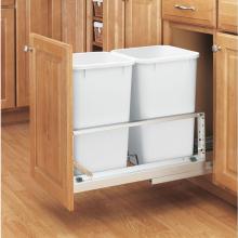 Rev-A-Shelf 5349-1527DM-2 - Aluminum Pull Out Double Trash/Waste Container w/Soft Close
