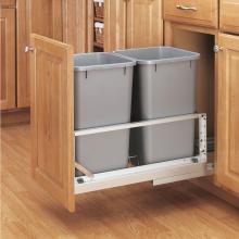 Rev-A-Shelf 5349-1527DM-217 - Aluminum Pull Out Double Trash/Waste Container w/Soft Close