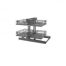 Rev-A-Shelf 53PSP-15SC-FOG - Steel 2-Tier Pull Out Solid Bottom Organizer for Blind Corner Cabinets w/Soft Close