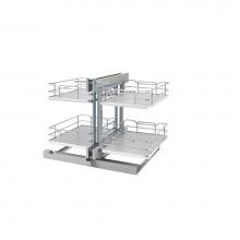Rev-A-Shelf 53PSP-15SC-MP - Steel 2-Tier Pull Out Solid Bottom Organizer for Blind Corner Cabinets w/Soft Close