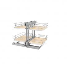 Rev-A-Shelf 53PSP-15SC-GR - Steel 2-Tier Pull Out Solid Bottom Organizer for Blind Corner Cabinets w/Soft Close