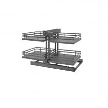 Rev-A-Shelf 53PSP-18SC-FOG - Steel 2-Tier Pull Out Solid Bottom Organizer for Blind Corner Cabinets w/Soft Close
