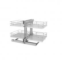 Rev-A-Shelf 53PSP-18SC-GR - Steel 2-Tier Pull Out Solid Bottom Organizer for Blind Corner Cabinets w/Soft Close