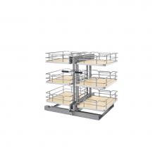 Rev-A-Shelf 53PSP3-15SC-MP - Steel 3-Tier Pull Out Solid Bottom Organizer for Blind Corner Cabinets w/Soft Close