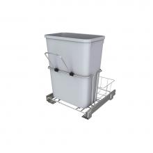 Rev-A-Shelf RUKD-1432RB-1 - Undersink Chrome Steel Pull Out Waste/Trash Container w/Rear Basket Storage