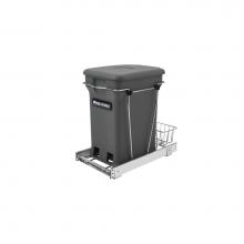 Rev-A-Shelf RV-12KD-CKOG-S - Chrome Steel Pull Out Compost Container w/Rear Basket Storage