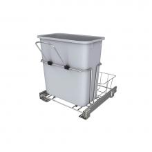 Rev-A-Shelf RUKD-1420RB-1 - Undersink Chrome Steel Pull Out Waste/Trash Container w/Rear Basket Storage
