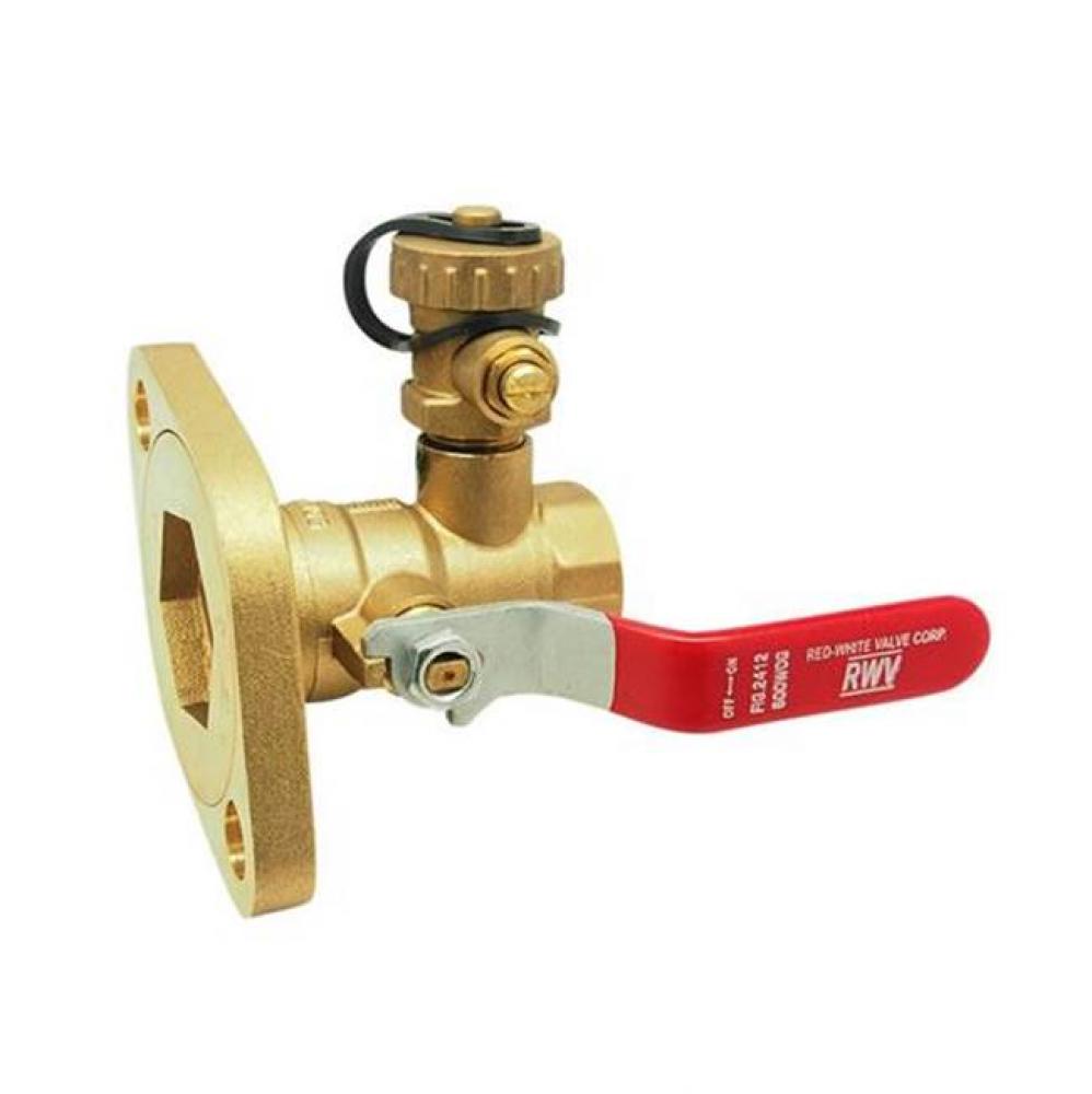 3/4 IN Pump Flange Ball Valve,  Rotating Flange Design with Side Drain Valve FNPT x Flange