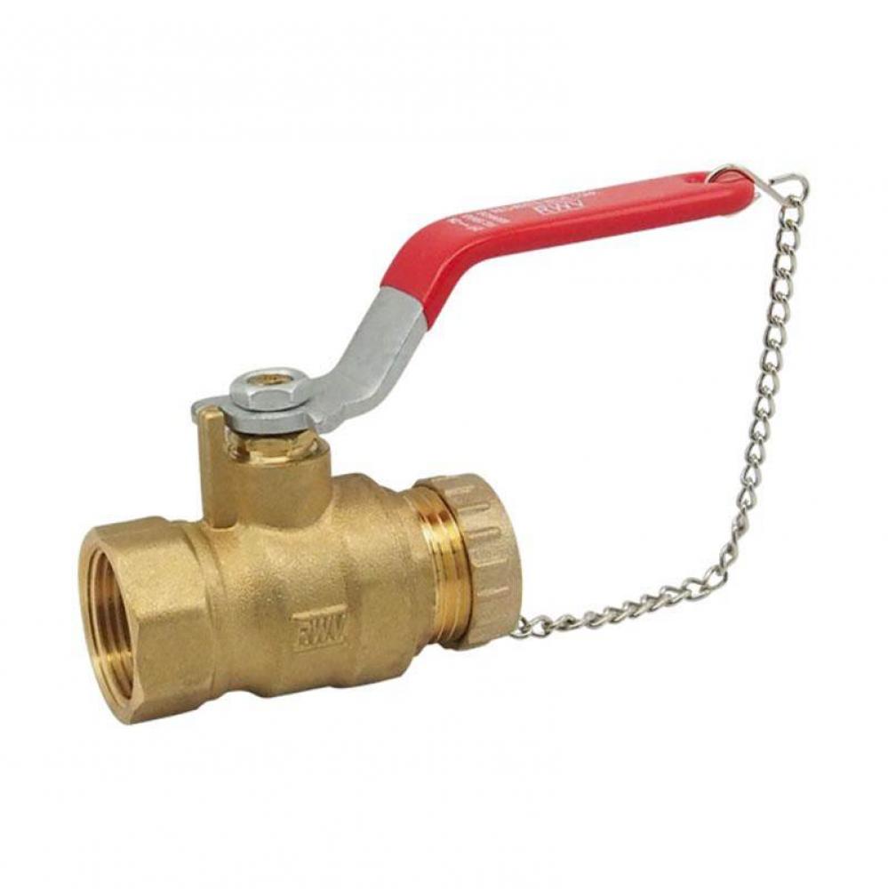 3/4 IN 150# WSP,  600#WOG,  Brass Body,  Threaded  X Hose Ends with Cap and Chain