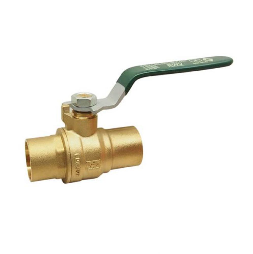 1/2 IN 150# WSP/600# WOG Brass Body,  Solder Ends,  Chrome-Plated Ball,  PTFE Seats