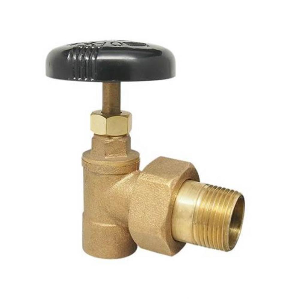 3/4 IN Bronze Hot Water Angle Valve,  60# WOG,  Solder x Male Union,