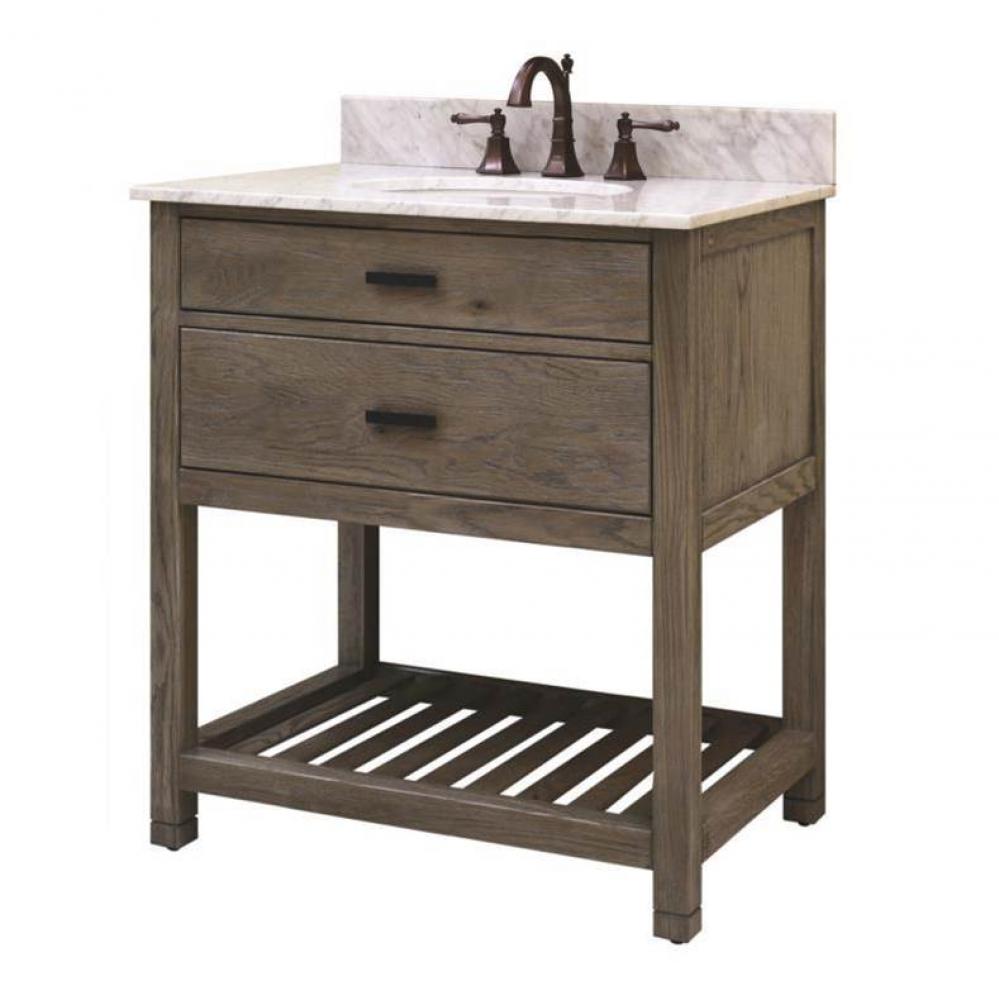 30''W x 21''D x 34''H 1 Drawer Vanity w/ Open Shelf