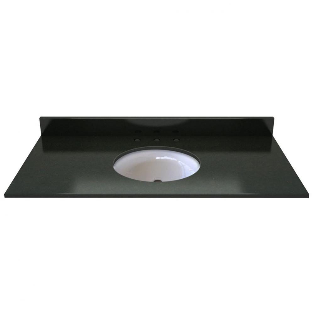 49''W x 22''D Midnight Black Granite Top Pre mounted White Oval Ceramic