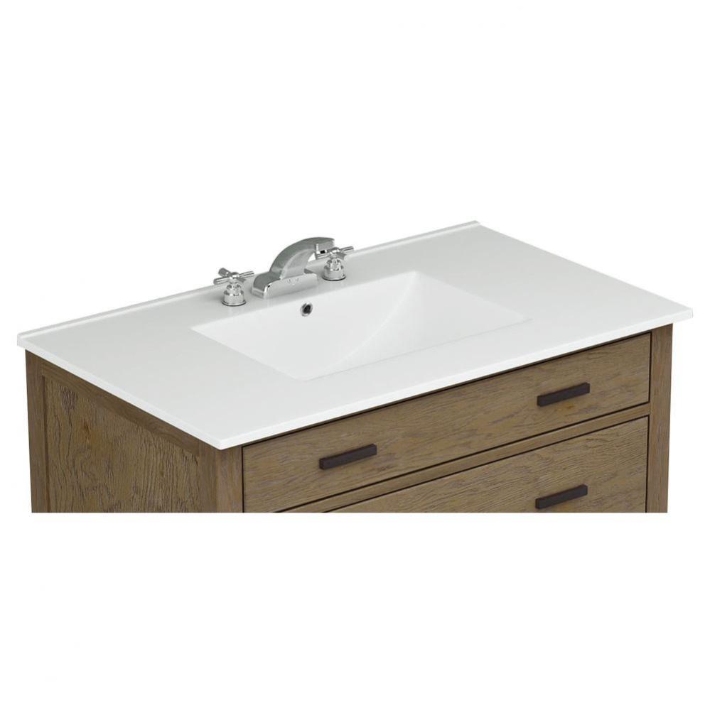 37''W x 22''D Cultured Marble Vanity Top with 8'' Widespread Faucet