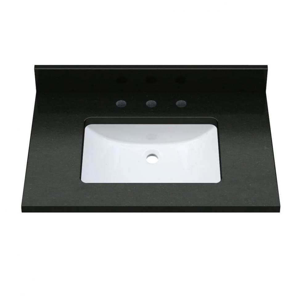 31''W x 22''D x 1-3/16'' Midnight Black Granite Top Pre-mounted Whit