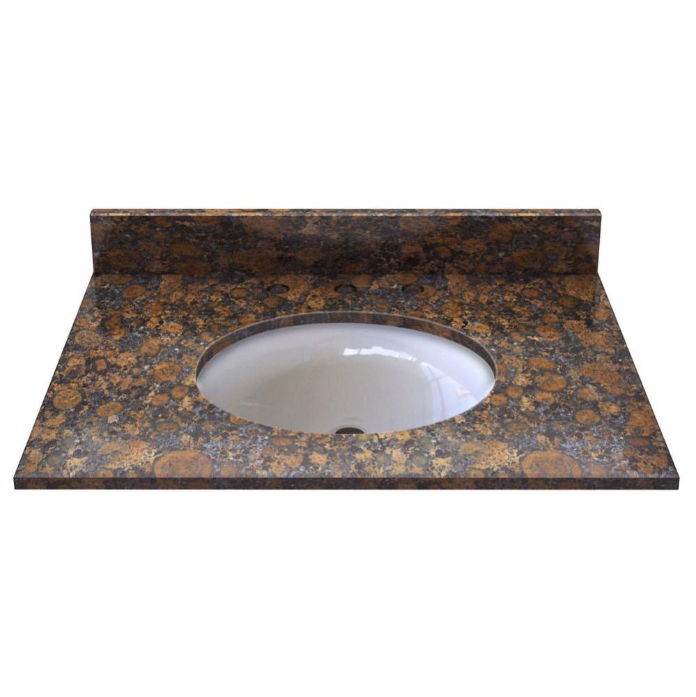 31''W x 22''D Sable Brown Granite Top Pre mounted White Oval Ceramic