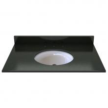 Sagehill Designs OW3722-MB - 37''W x 22''D Midnight Black Granite Top Pre mounted White Oval Ceramic