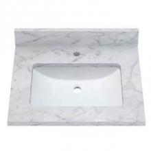 Sagehill Designs RW2522-CW - Carrara White Marble, Pre-Mounted Rectangular Ceramic Basin, 3 Cm Thick