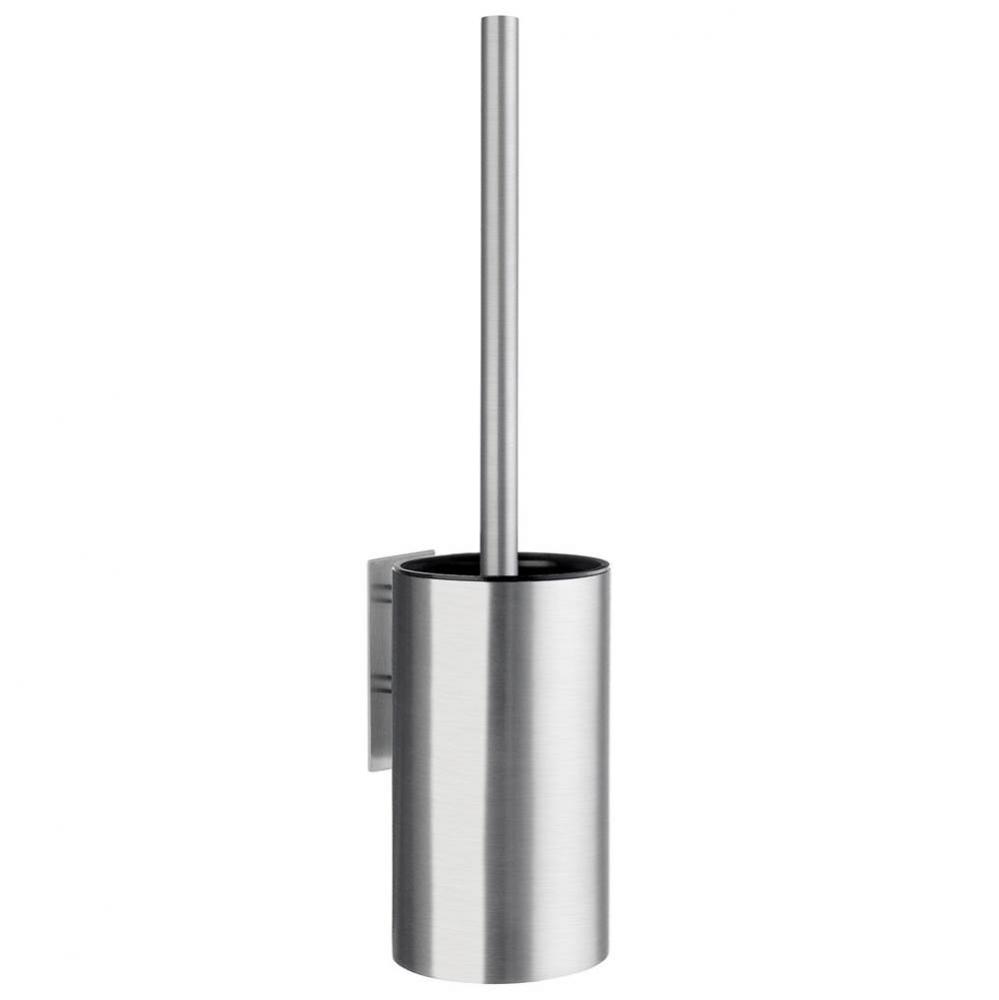 Self adhesive toilet brush and holder brushed stainless steel