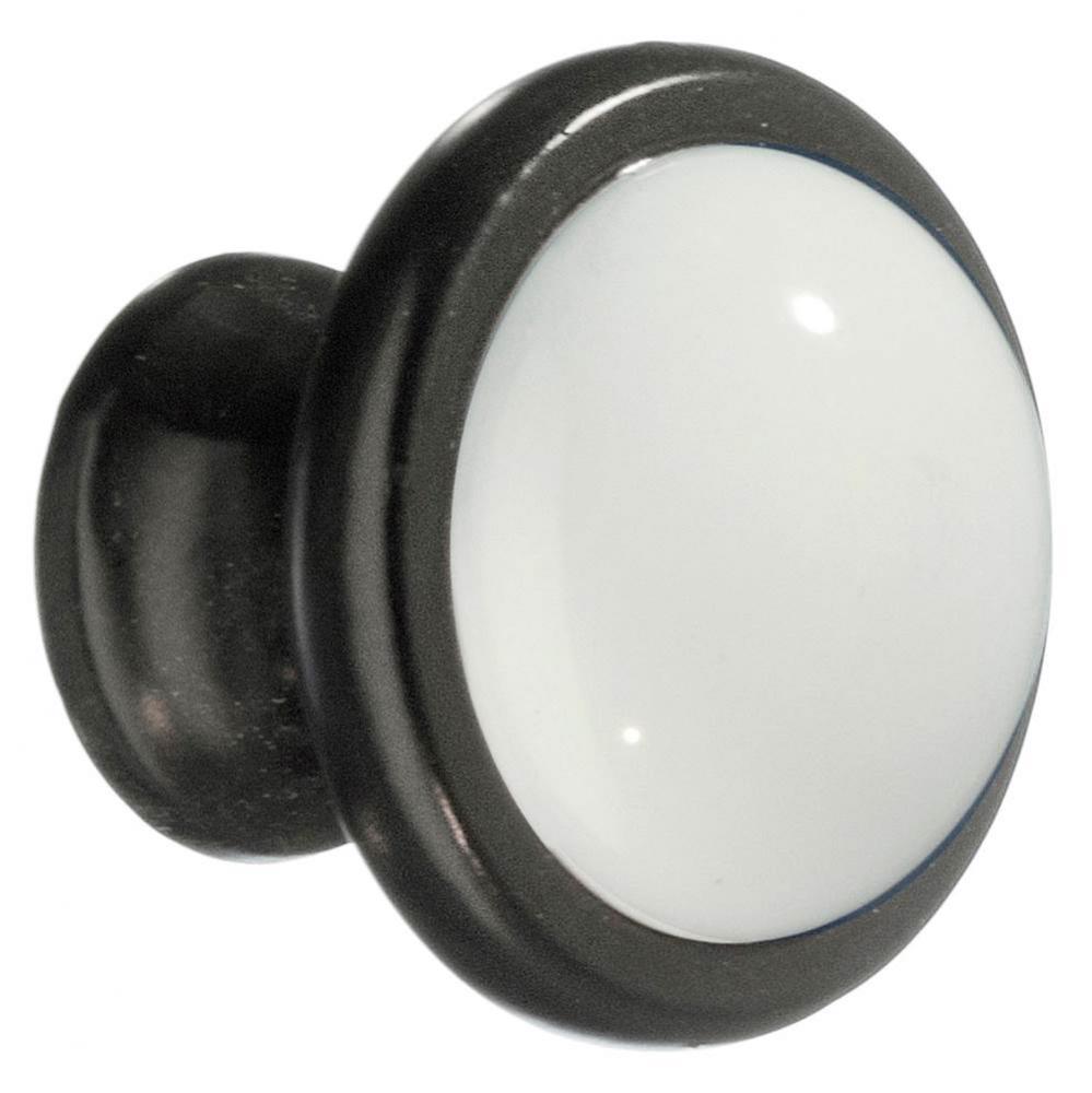 KNOB BLACK WITH WHITE CERAMIC 1 1/2''