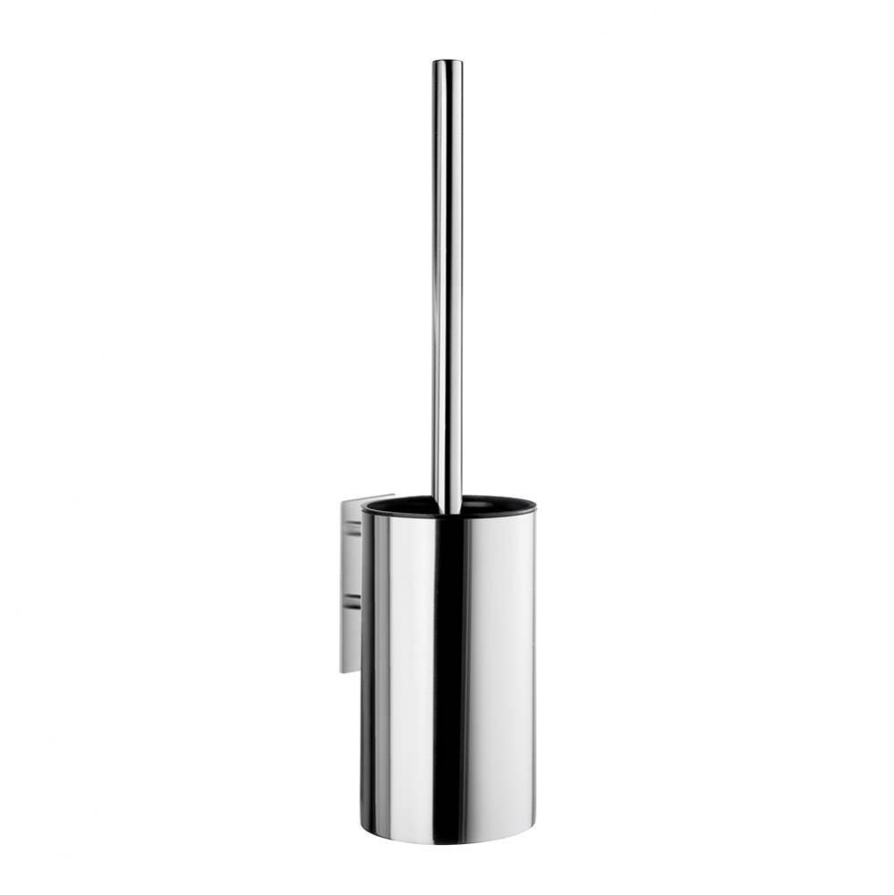 Self adhesive toilet brush and holder polished stainless