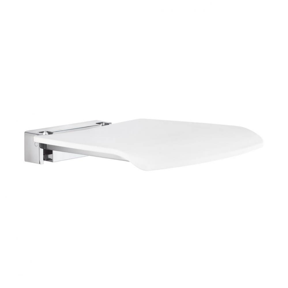 Wall mount fold down seat - polished chrome and