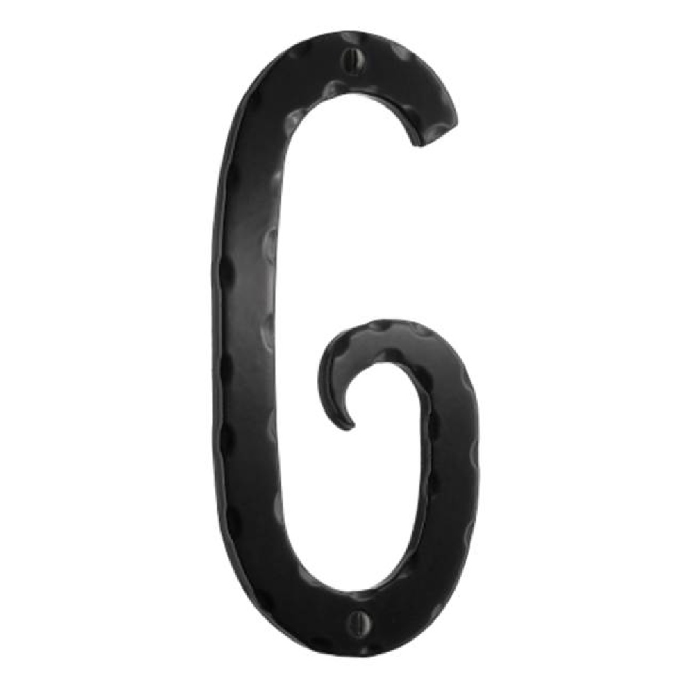 Decorative wrought iron 6'' house numeral 6