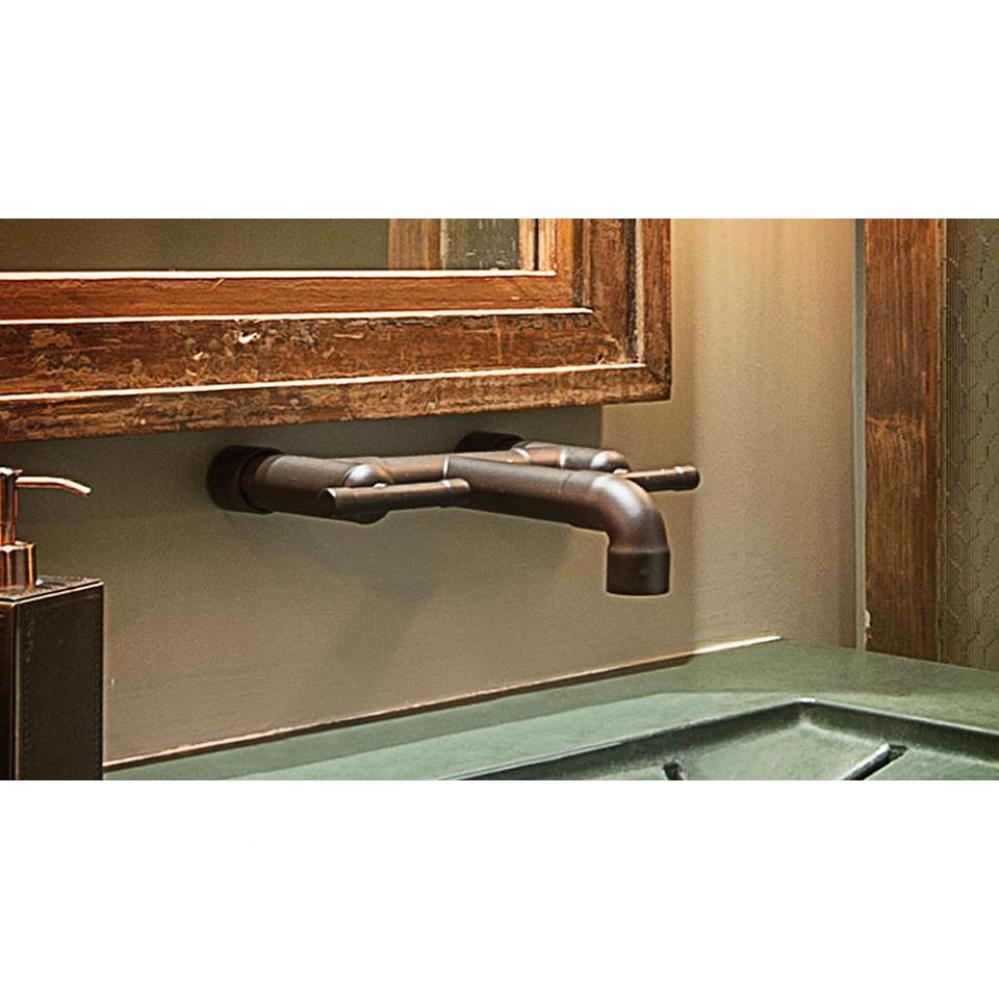 Waterbridge Wall Mount Lav Faucet With Elbow Spout 8'' Spread, Center To Center 10'