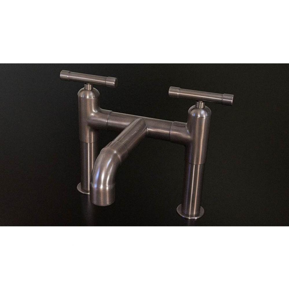 Waterbridge Short Deck Mount Lav Faucet With Elbow Spout 8'' Spread, Center To Center 3-