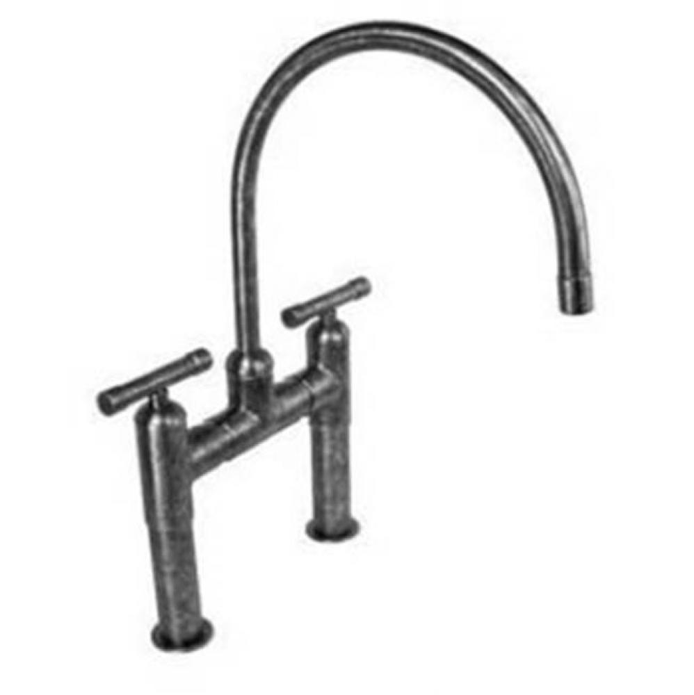 Waterbridge Deck Mount Faucet With Large Swivel Gooseneck Spout 8'' Spread, Center To Ce