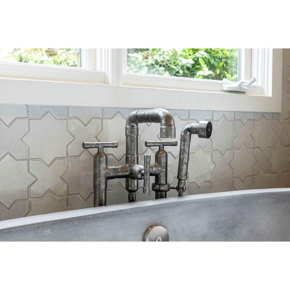 Waterbridge Floor Mount Lav Faucet With Elbow Spout 8'' Spread, Center To Center 6-1/2&a