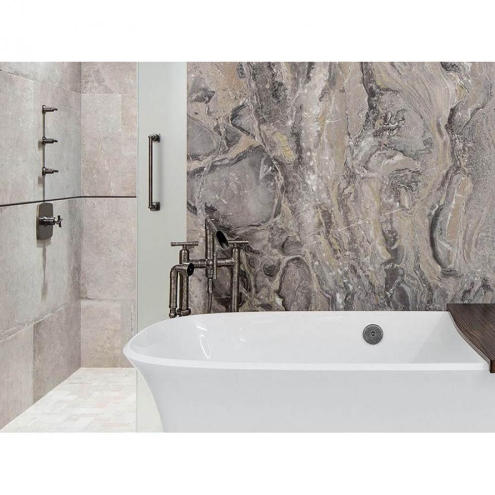 Waterbridge Wall Mount Tub Filler With Waterfall Spout And Handshower 8'' Spread, Center