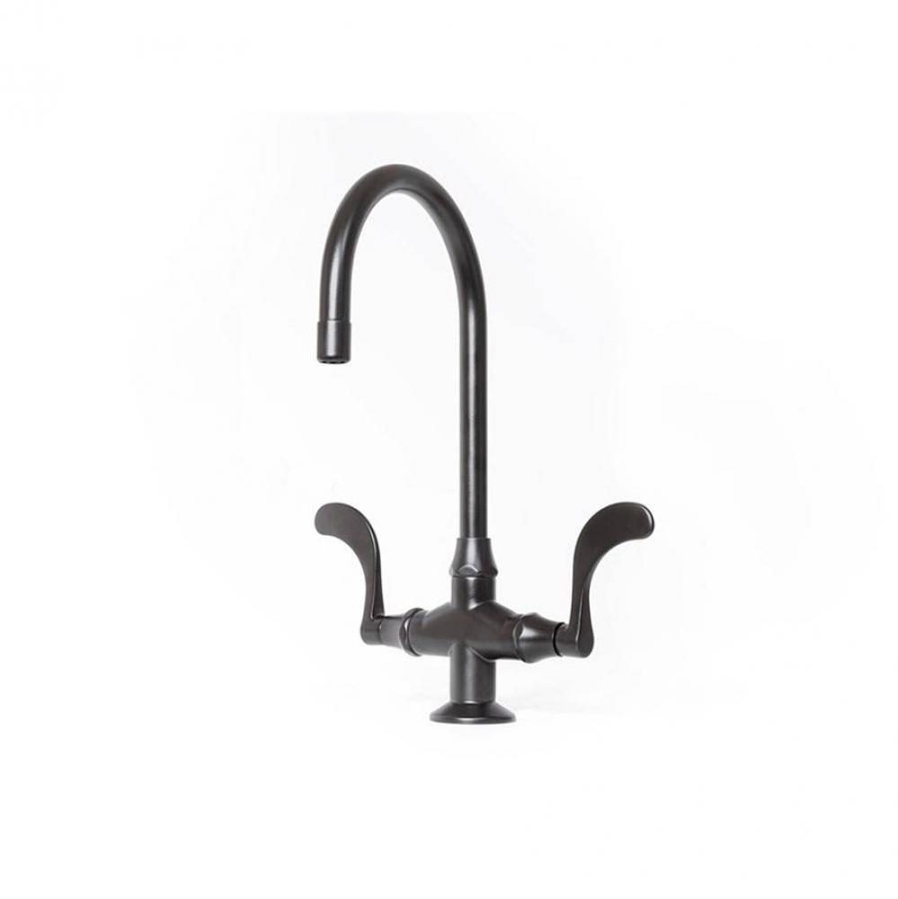 Wingnut Deck Mount Faucet With Large Swivel Gooseneck Spout And Side Spray 11'' Center T