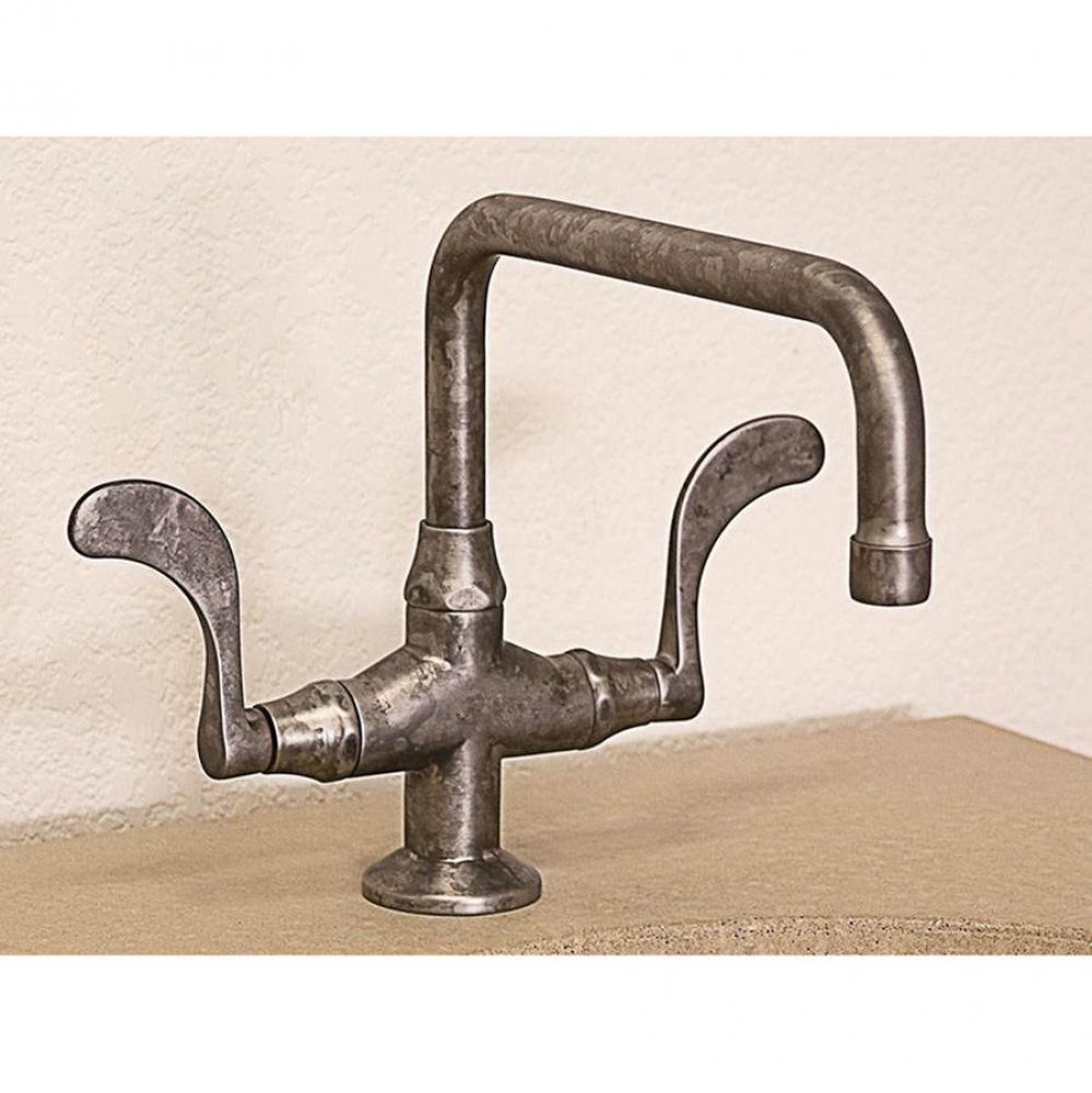 Wingnut Deck Mount Faucet With Swivel Square Spout And Side Spray 9-1/2'' Center To Aera