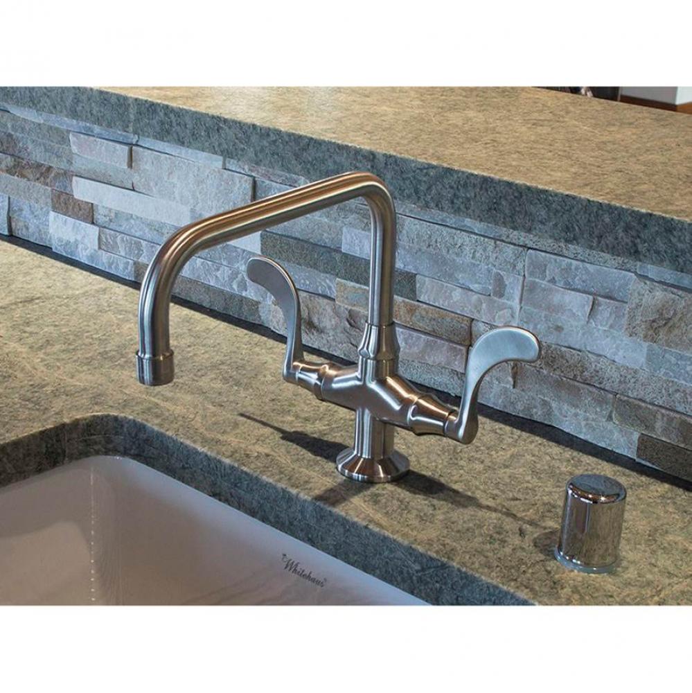 Wingnut Deck Mount Faucet With Swivel Square Spout And Side Spray 9-1/2'' Center To Aera