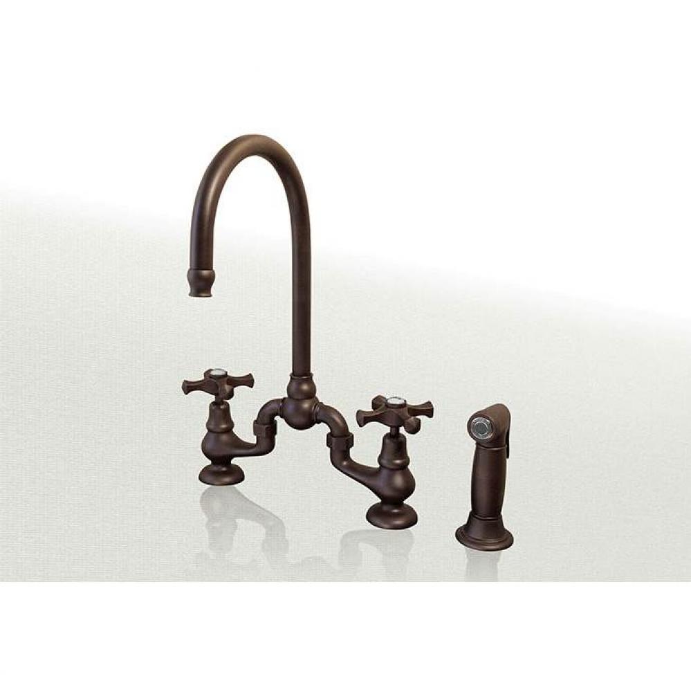 Brownstone Deck Mount Faucet With Swivel Spout And Side Spray And Ceramic Hot And Cold Buttons 6-5