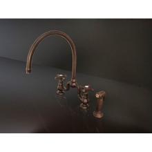 Sonoma Forge BS-DM-LG-W/SP-AB - Brownstone Deck Mount Faucet With Large Swivel Spout And Side Spray And Ceramic Hot And Cold Butto