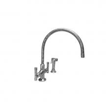 Sonoma Forge CV-GN-LG-W/SP-SN - Cuvée Deck Mount Faucet With Large Swivel Gooseneck Spout And Side Spray 11'' Cente