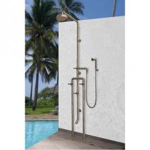 Sonoma Forge WB-SHW-1080-SN - Waterbridge Floor Mount Tub Filler With Waterfall Spout 8'' Spread, Center To Center 7-3