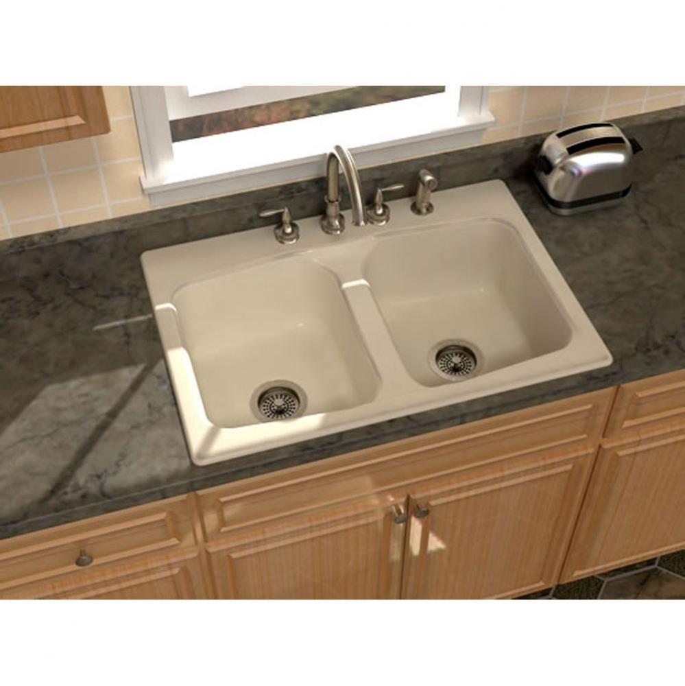 RENAISSANCE?, 33''x22'' Self-Rimming, 2 Bowl Sink, 2 Faucet Holes, Color