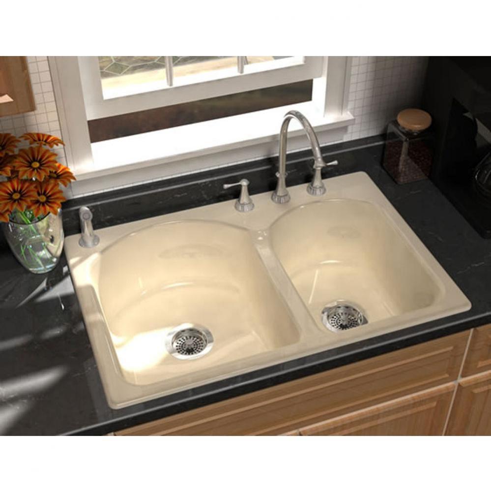 TEMPO?, 33''x22'' Self-Rimming, 2 Bowl Sink, 2 Faucet Holes, Color