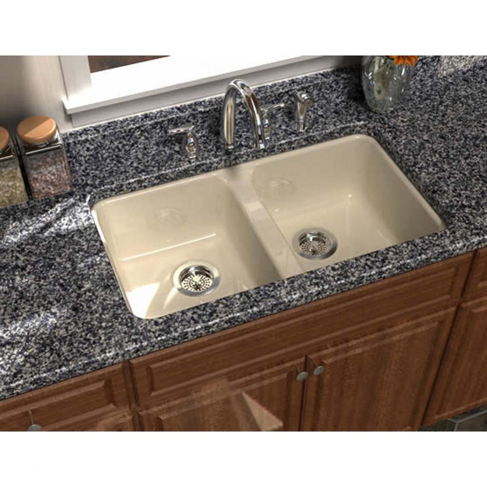 PRIMA?, 33''x22'' Undercounter, 2 Bowl Sink, 4 Faucet Holes, Color