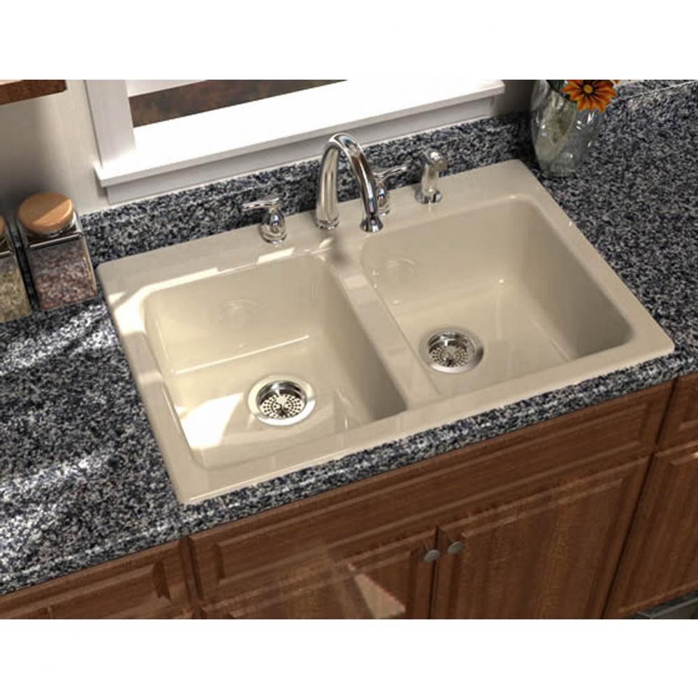 PRIMA?, 33''x22'' Self-Rimming, 2 Bowl Sink, 2 Faucet Holes, Color