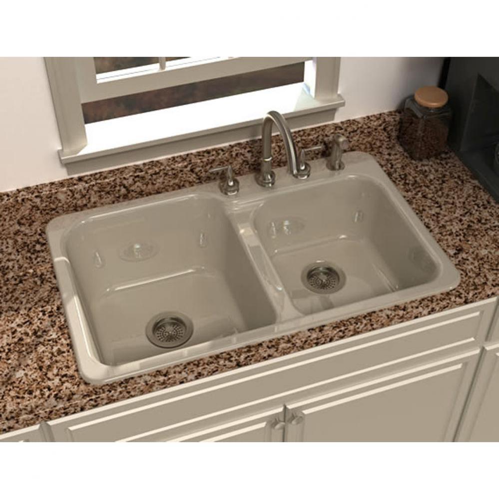 MAXIMA?, 36''x22'' Self-Rimming, 2 Bowl Sink, 3 Faucet Holes, Color