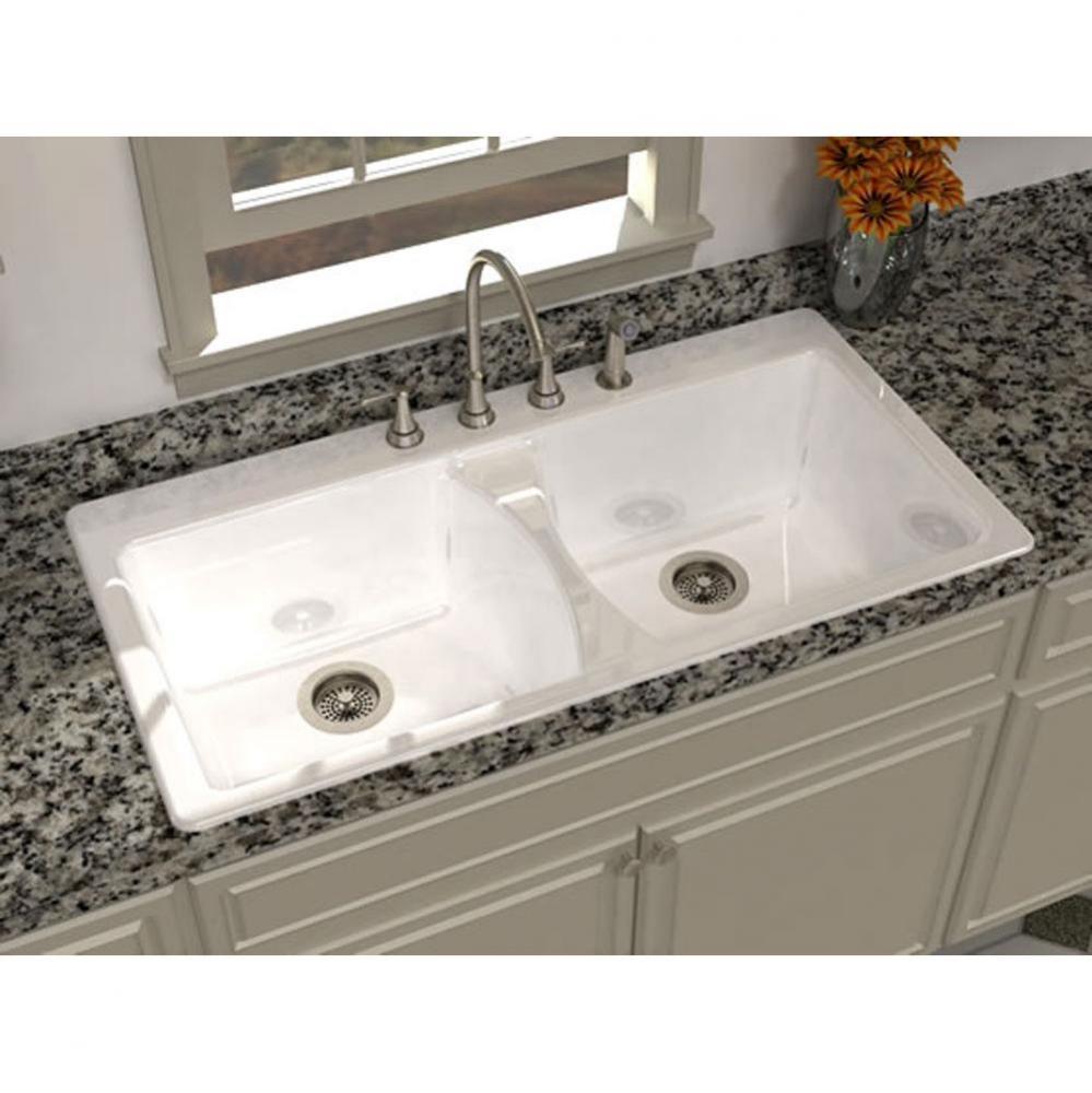 HARMONY?, 43''x22'' Self-Rimming, 2 Bowl Sink, 2 Faucet Holes, Color