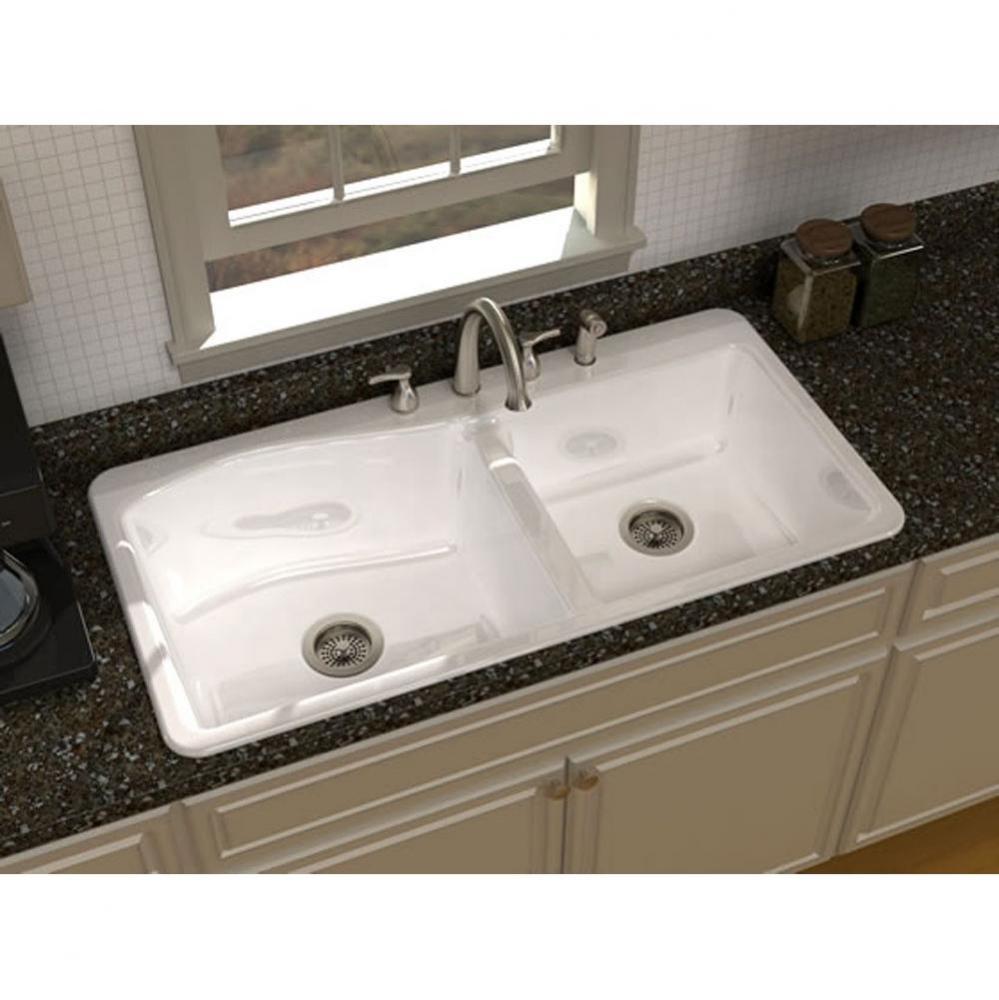 ALLEGRO?, 43''x22'' Self-Rimming, 2 Bowl Sink, 4 Faucet Holes, Color